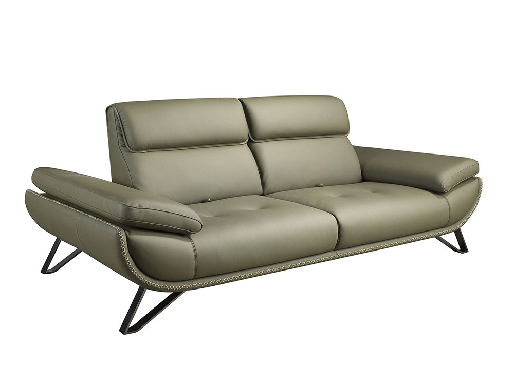 Sofá de tres plazas 6245 de Ángel cerdá tapizado en piel verde oliva