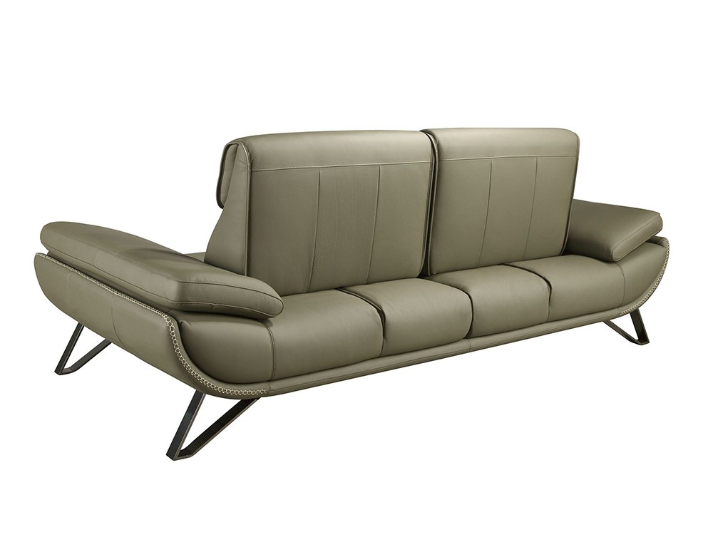 Sofá de tres plazas 6245 de Ángel cerdá tapizado en piel verde oliva