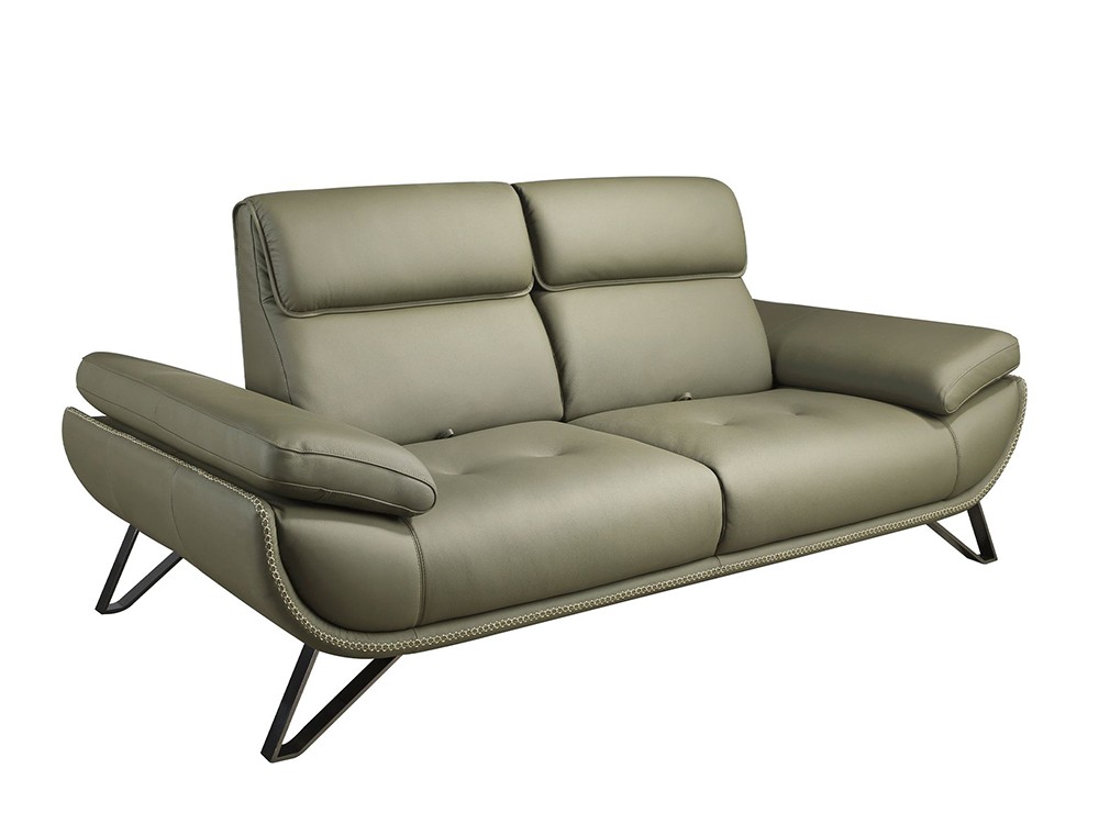 Sofá de dos plazas 6246 de Ángel cerdá tapizado en piel verde oliva