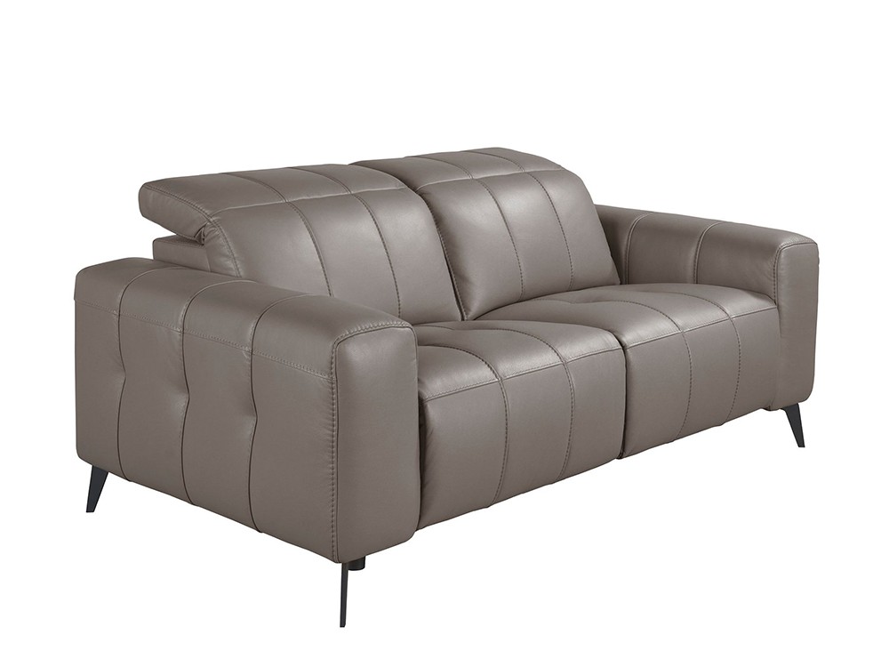 Sofá relax de dos plazas tapizado en piel gris 6209 de Ángel Cerdá