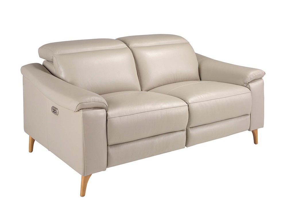 Sofá relax de dos plazas tapizado en piel gris taupé 6189 de Ángel Cerdá