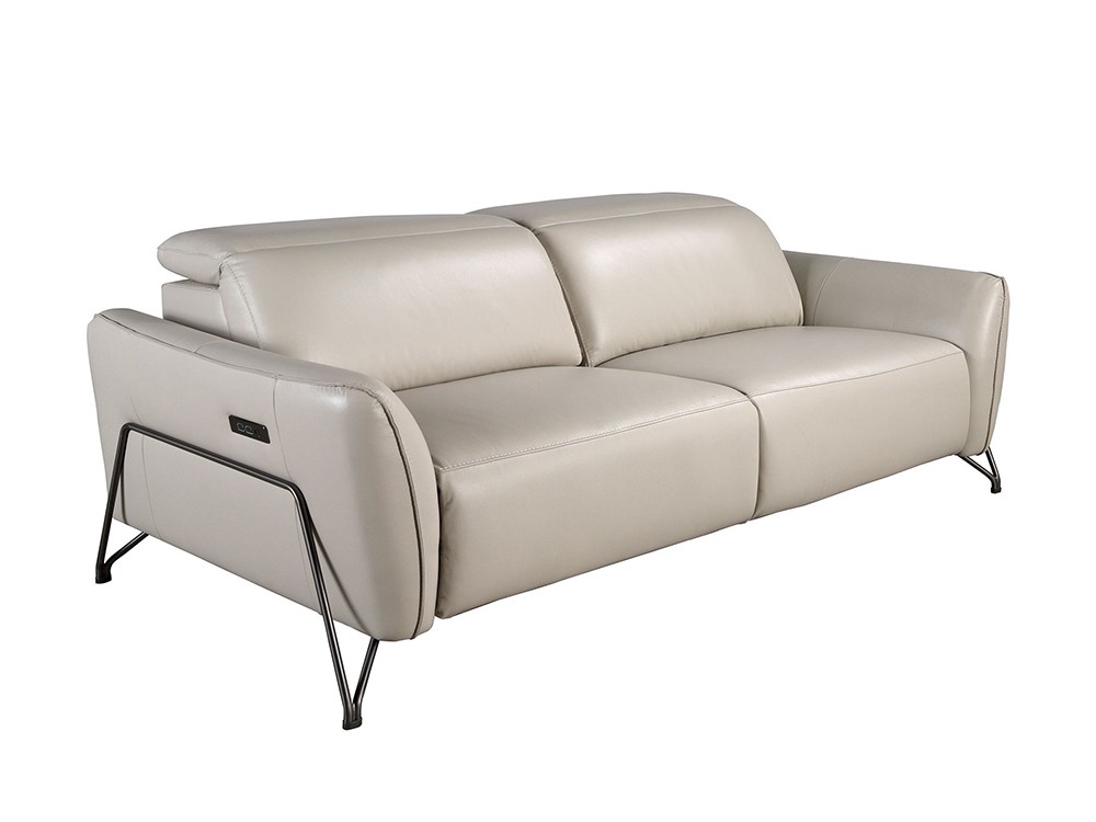 Sofá relax de tres plazas tapizado en piel arena 6264 de Ángel Cerdá