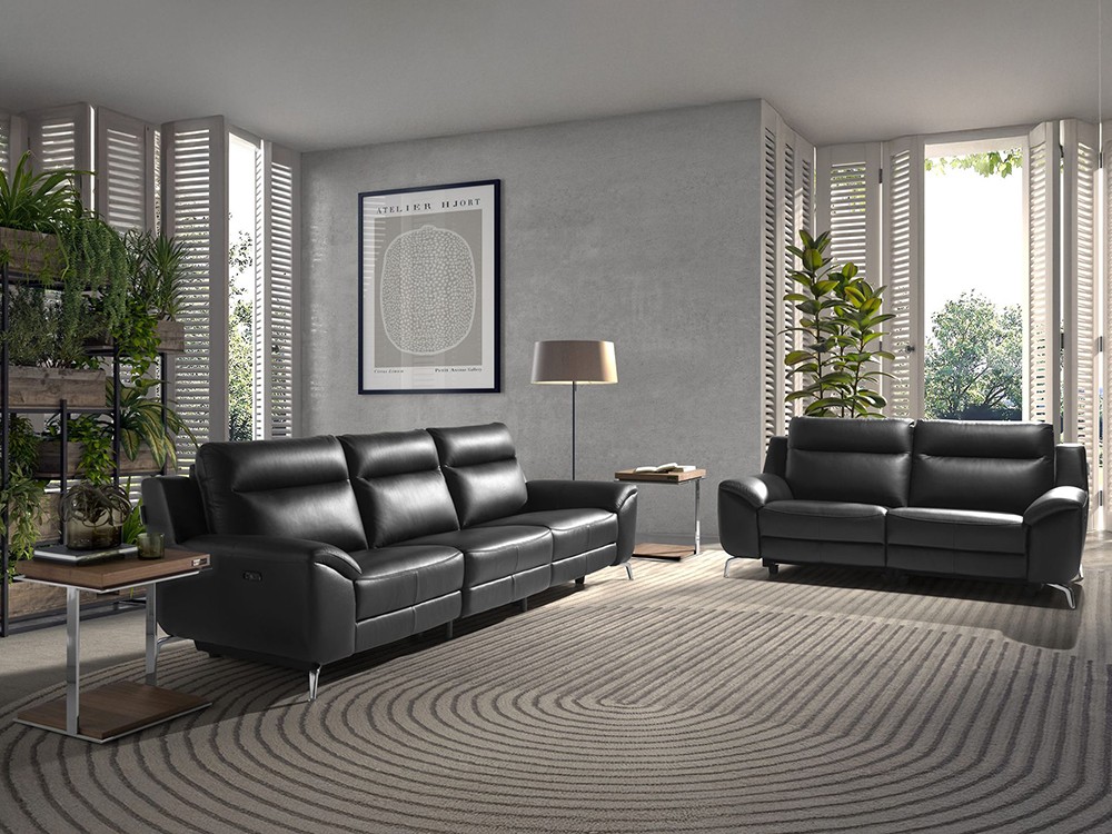 Sofá relax eléctrico tapizado en piel de dos o tres plazas 6193 o 6194 de Ángel Cerdá