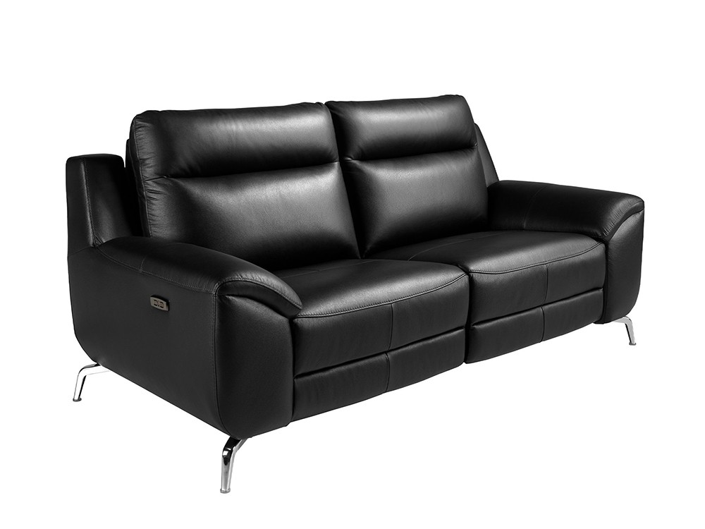Sofá relax de dos plazas tapizado en piel negro 6193 de Ángel Cerdá