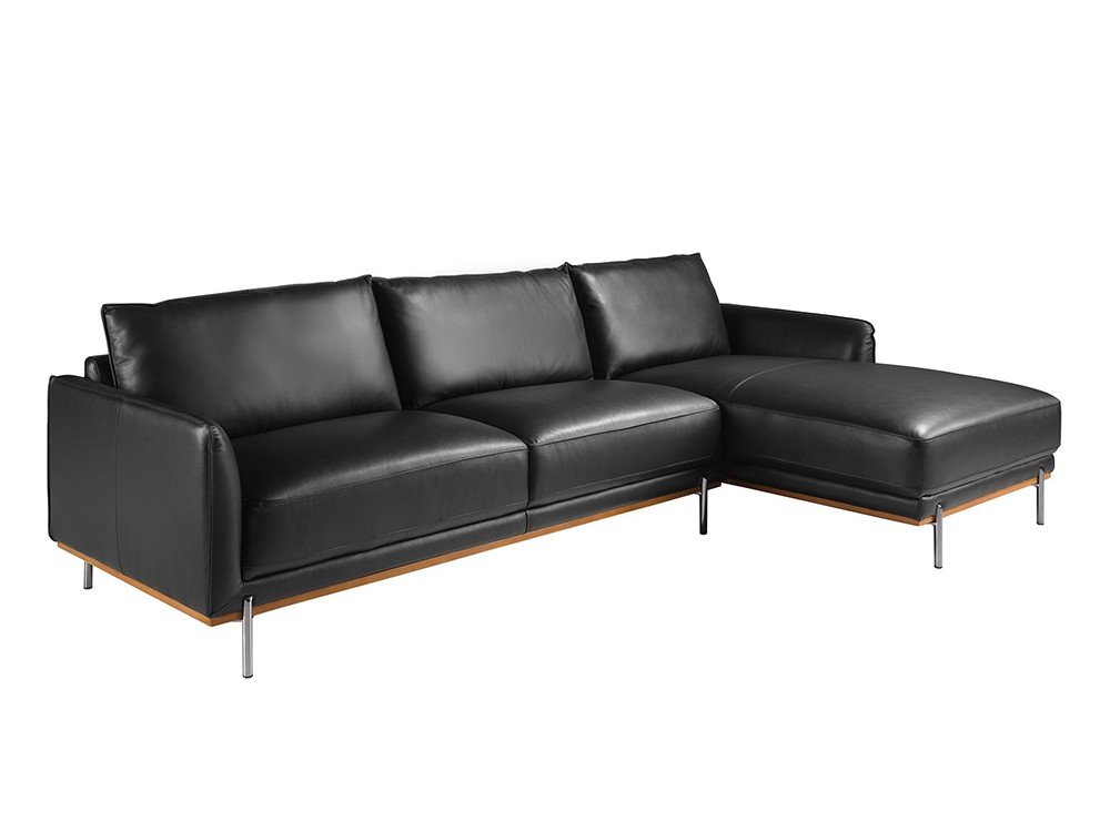 Sofá tapizado en piel con chaiselongue a la derecha 6197 de Ángel Cerdá
