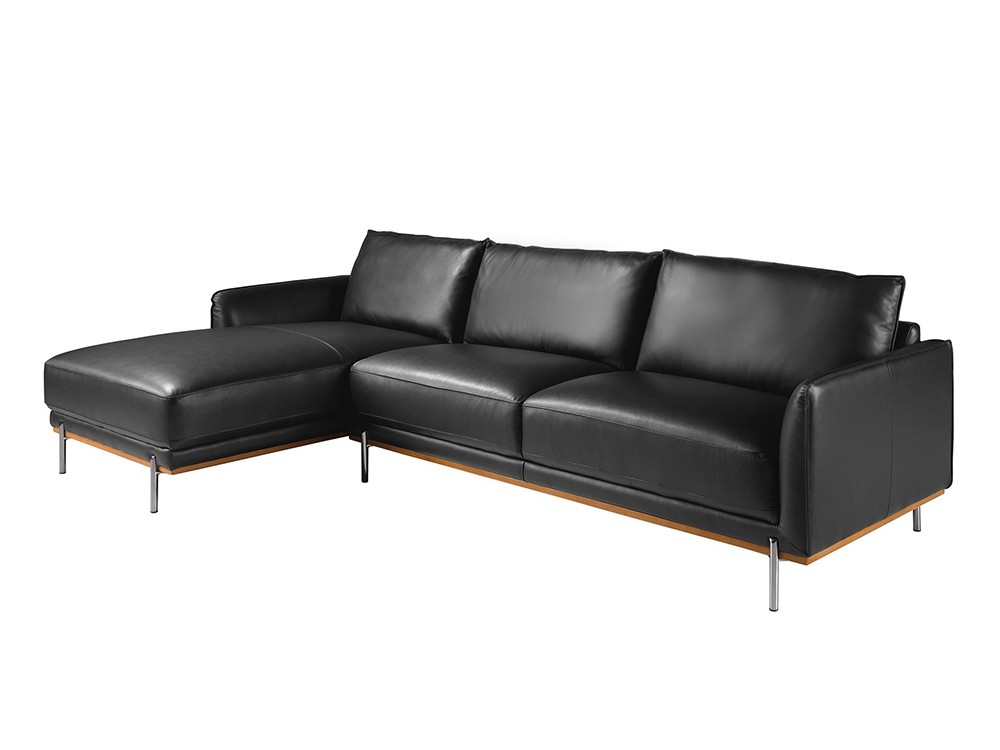 Sofá tapizado en piel con chaiselongue a la izquierda 6198 de Ángel Cerdá