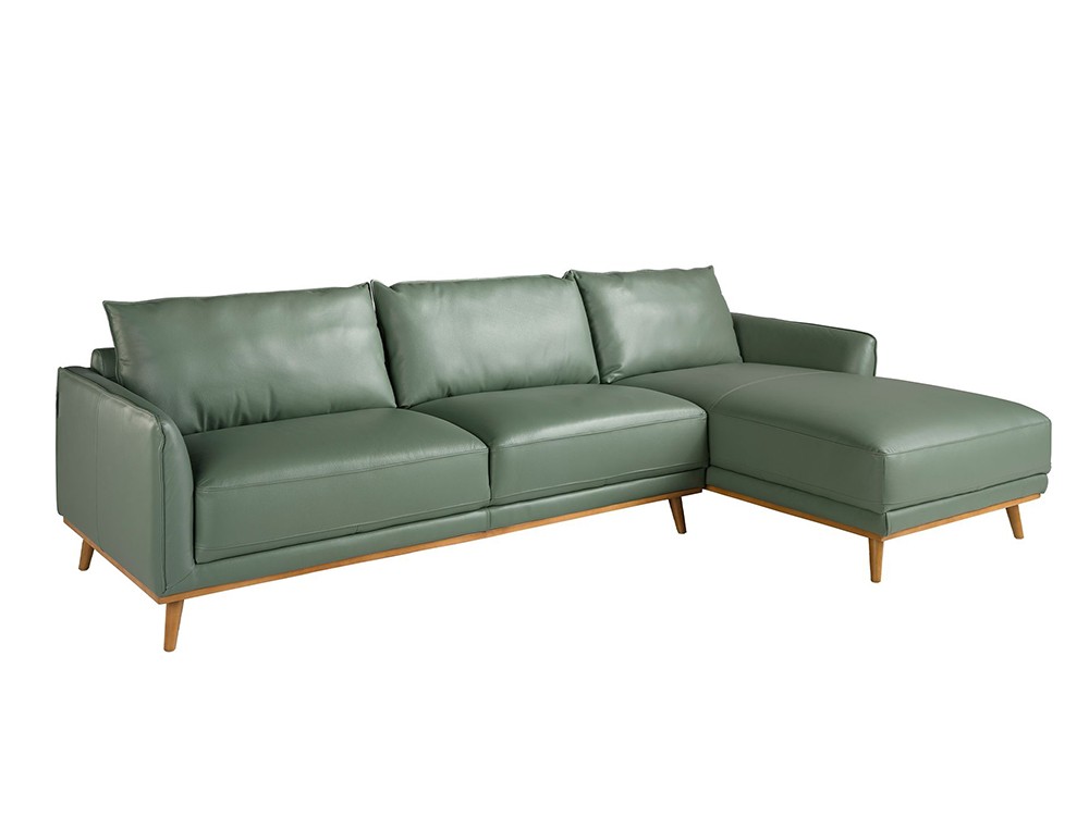 Sofá tapizado en piel con chaiselongue a la derecha 6199 de Ángel Cerdá