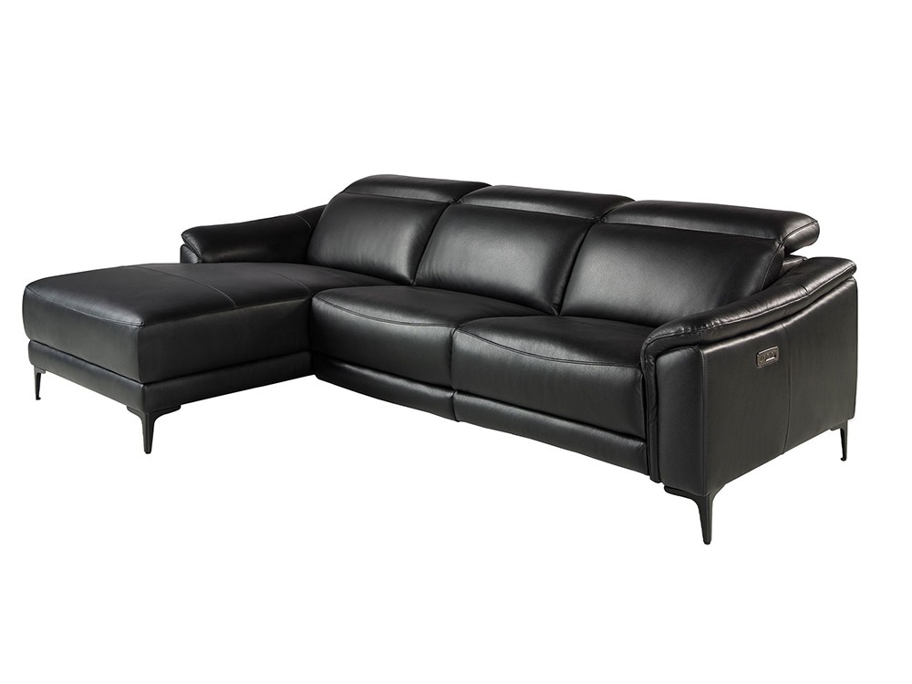 Sofá tapizado en piel con chaiselongue a la izquierda 6206 de Ángel Cerdá