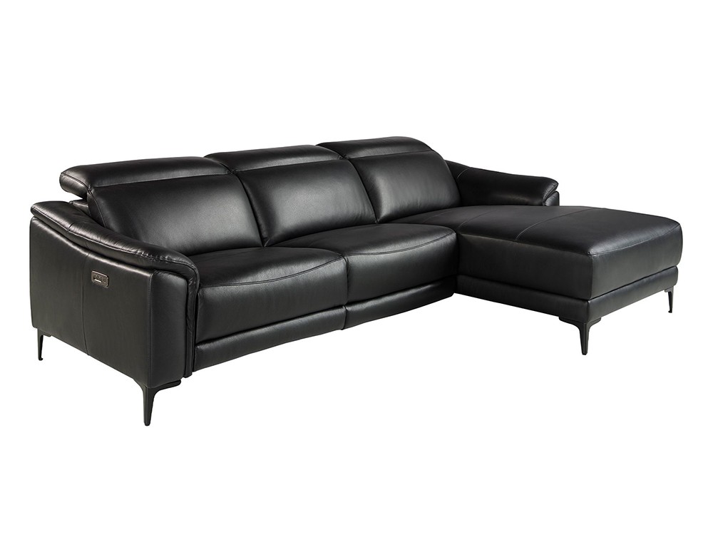 Sofá tapizado en piel con chaiselongue a la derecha 6205 de Ángel Cerdá