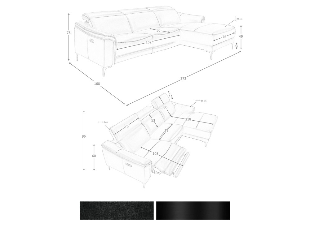 Medidas y acabados del sofá 6205 o 6206 de Ángel cerdá