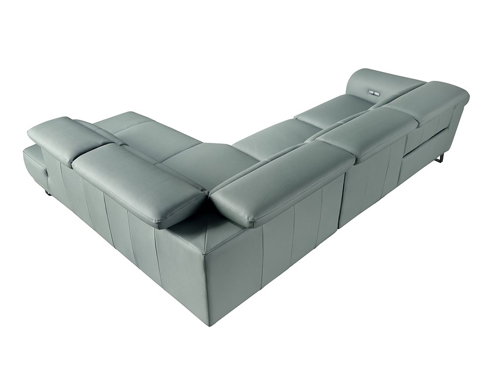 Sofá tapizado en piel natural verde turquesa de Ángel Cerdá 6252 o 6251