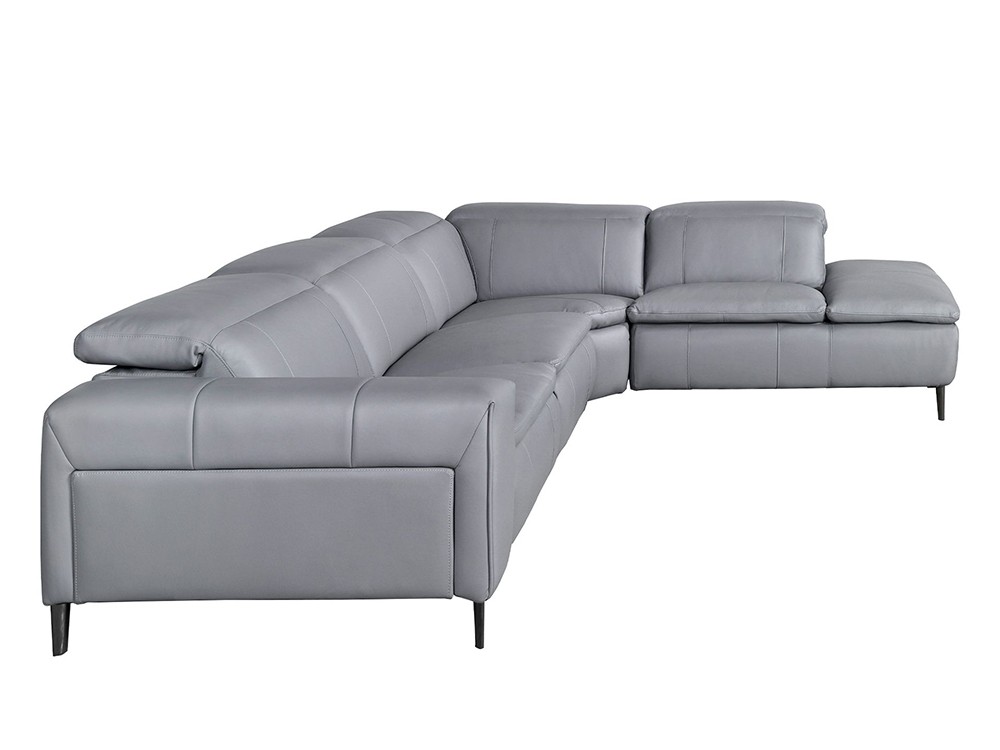 Sofá tapizado en piel natural gris de Ángel Cerdá 6217 o 6218