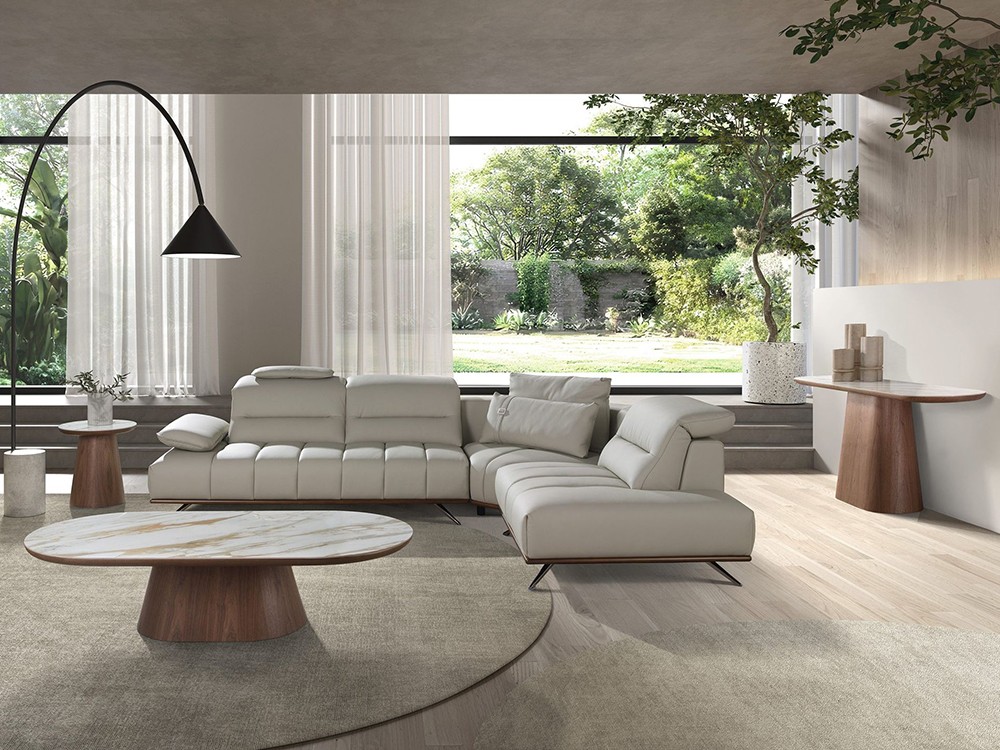 Sofá rincón terminal tapizado en piel 6244 o 6243 de Ángel Cerdá