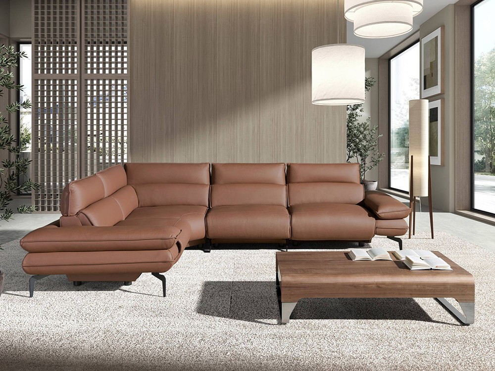 Sofá rincón con dos asientos relax tapizado en piel 6239 de Ángel Cerdá