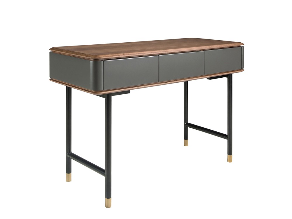 Combina la chapa natural en nogal, madera lacada y patas de acero negro, consola 7171 Ángel Cerdá