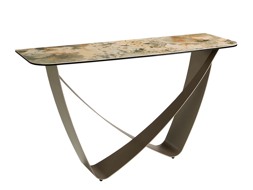 Base escultórica de acero pintado en color taupé, consola 3269 de Ángel cerdá