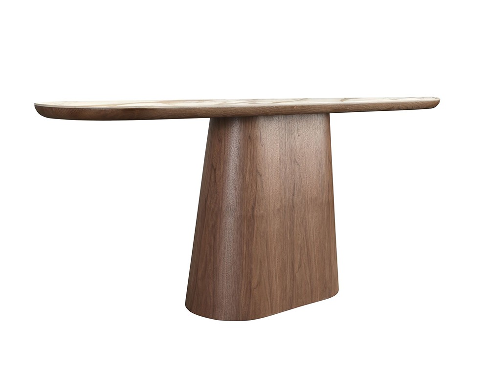 Sobre porcelánico en color blanco con vetas tierra en acabado brillo de Ángel Cerdá consola 3284