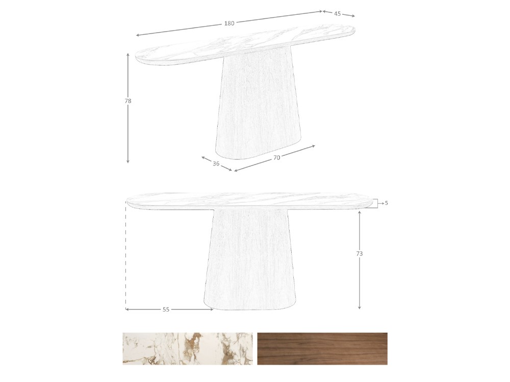 Medidas y acabados de la consola 3284 de Ángel cerdá