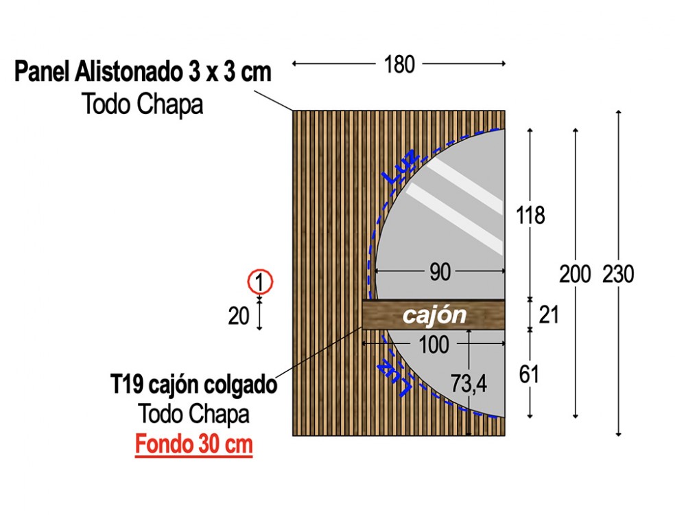 Recibidor con espejo 824 Piñero y Cabrero