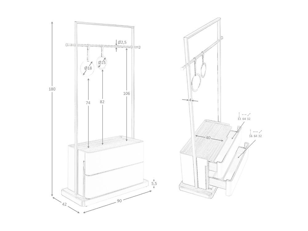 Medidas del perchero con espejo 3282 de Ángel Cerdá