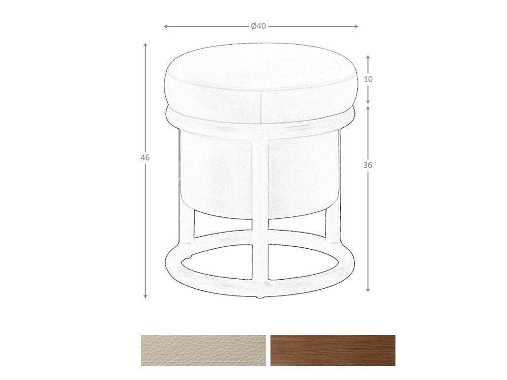 Medidas y acabados del puf de polipiel 5176 de Ángel Cerdá