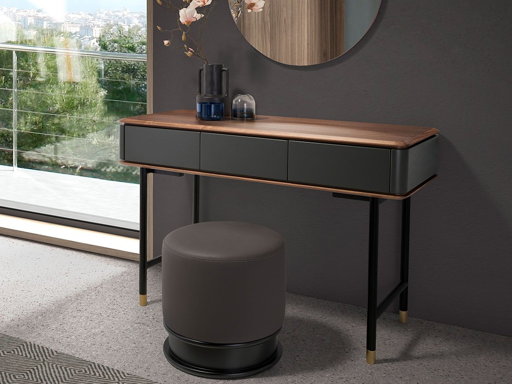 Puf tapizado en polipiel gris oscuro 5135 de Ángel Cerdá