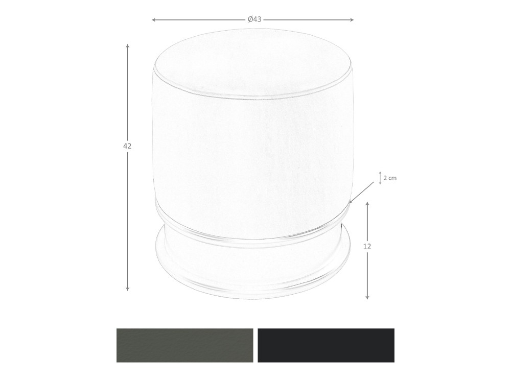 Medidas y acabados del puf de polipiel 5135 de Ángel Cerdá