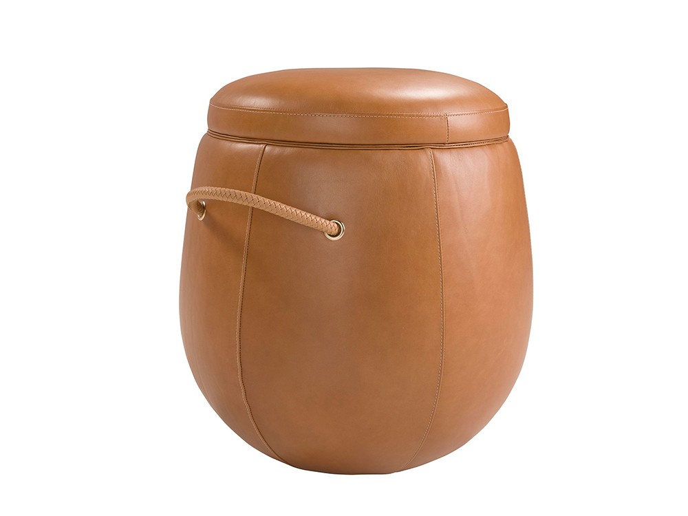 Puf tapizado en piel marrón 5172 de Ángel Cerdá
