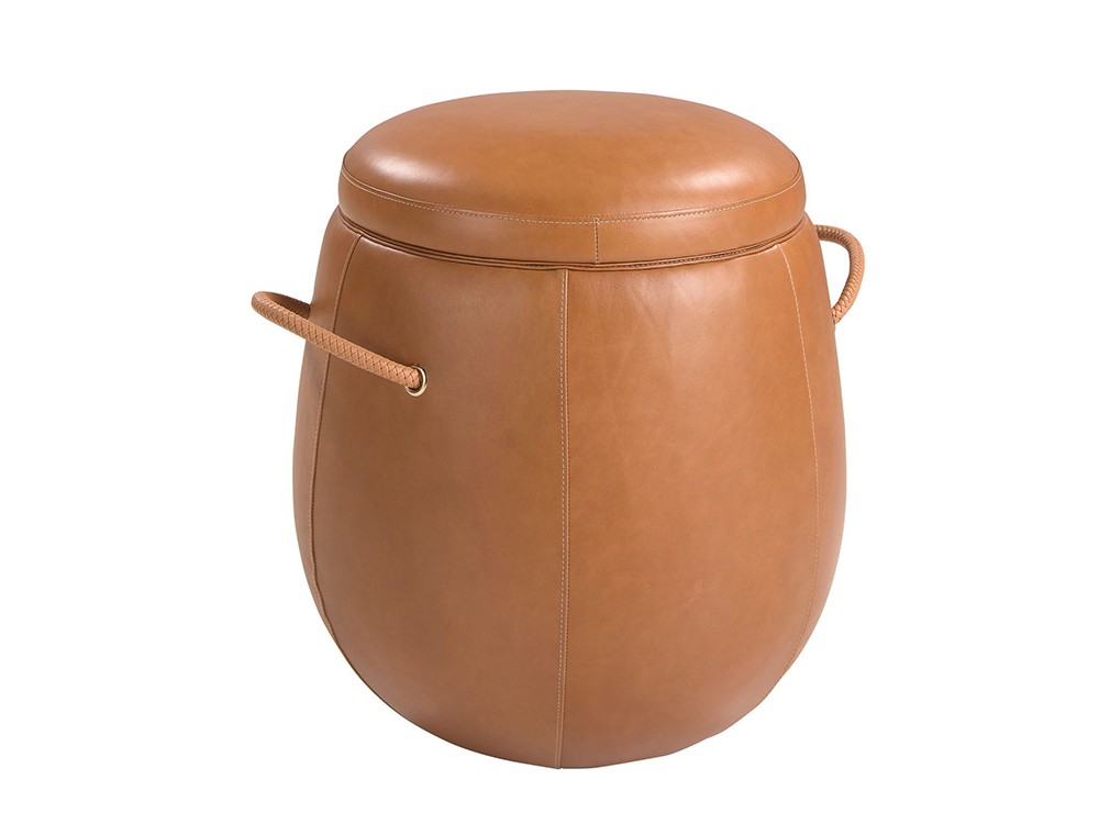 Tapizado en piel natural de vacuno color camel el puf 5172 de Ángel Cerdá