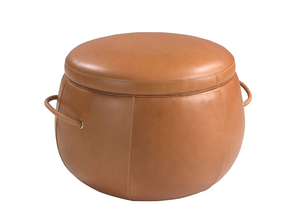 Puf tapizado en piel marrón 5171 de Ángel Cerdá