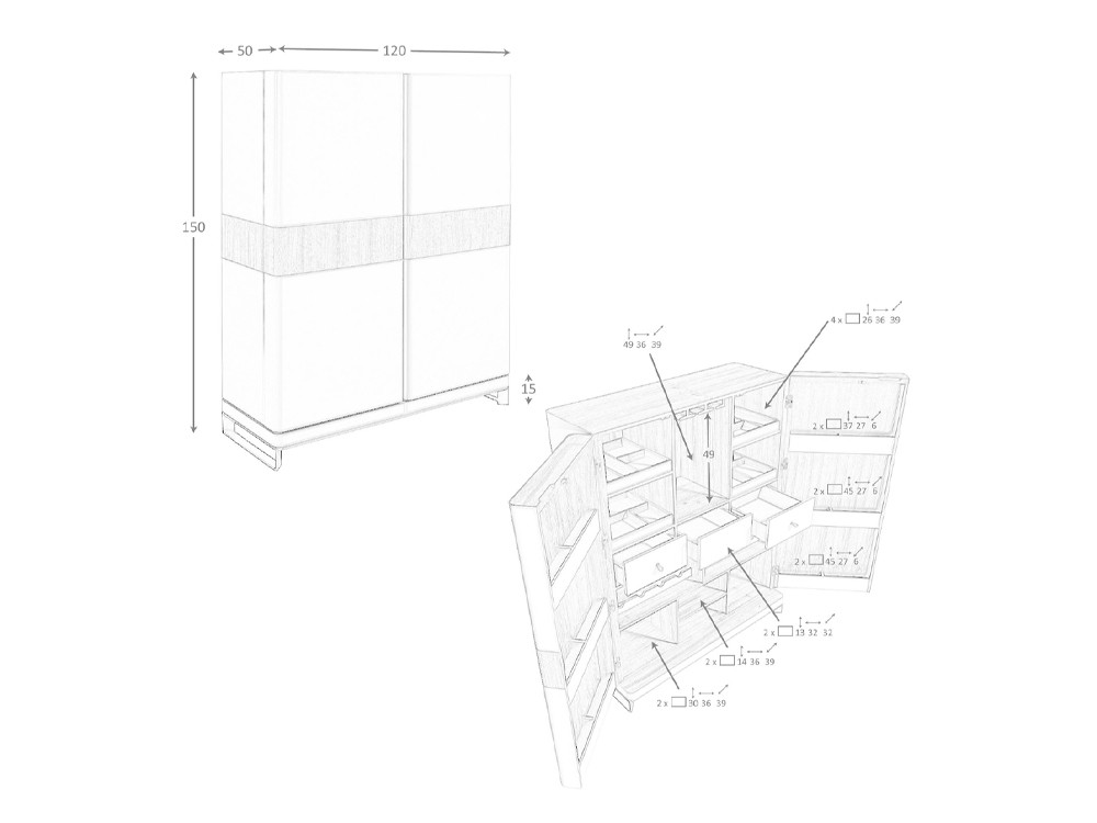 Medidas del aparador alto 3276 de Ángel Cerdá