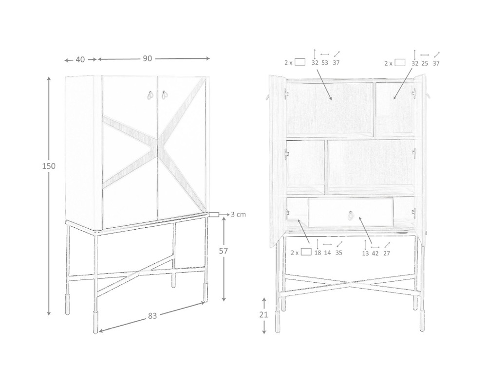 Medidas del aparador alto 3280 de Ángel Cerdá