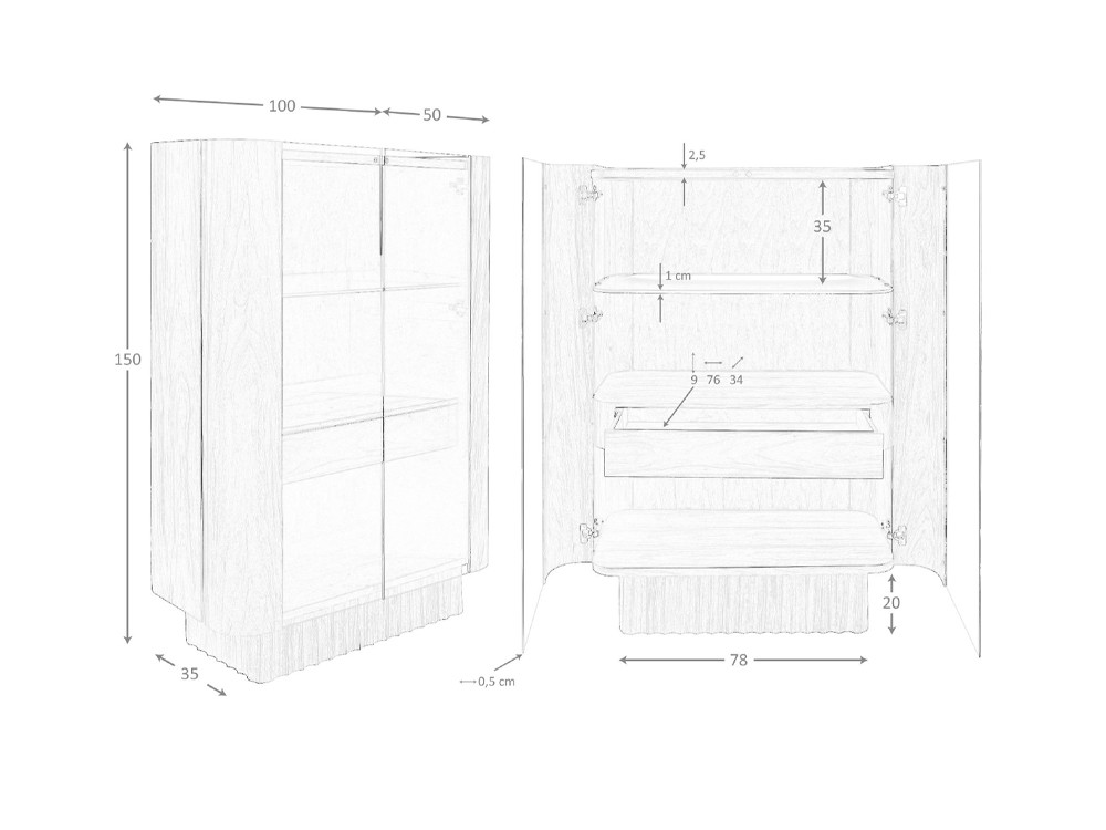medidas de la vitrina alta 3273 de Ángel Cerdá