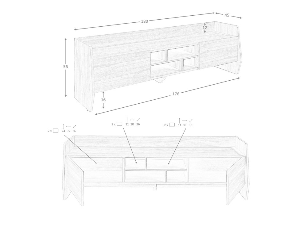 Medidas del mueble TV 3267 de Ángel cerdá