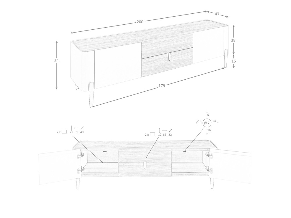 Medidas del aparador 3275 de Ángel cerdá