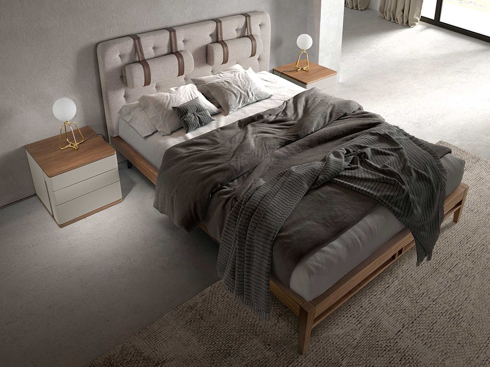 Cama con estructura en chapa natural de nogal 7179 de Ángel Cerdá