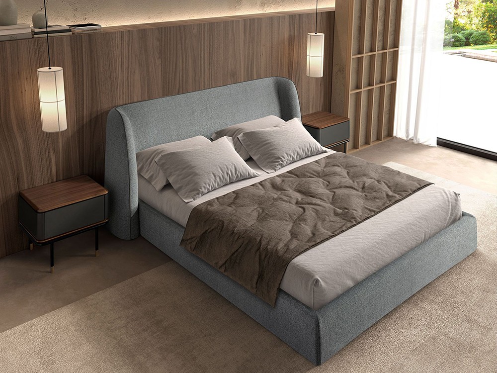 Cama tapizada en tejido gris 7145 de Ángel Cerdá