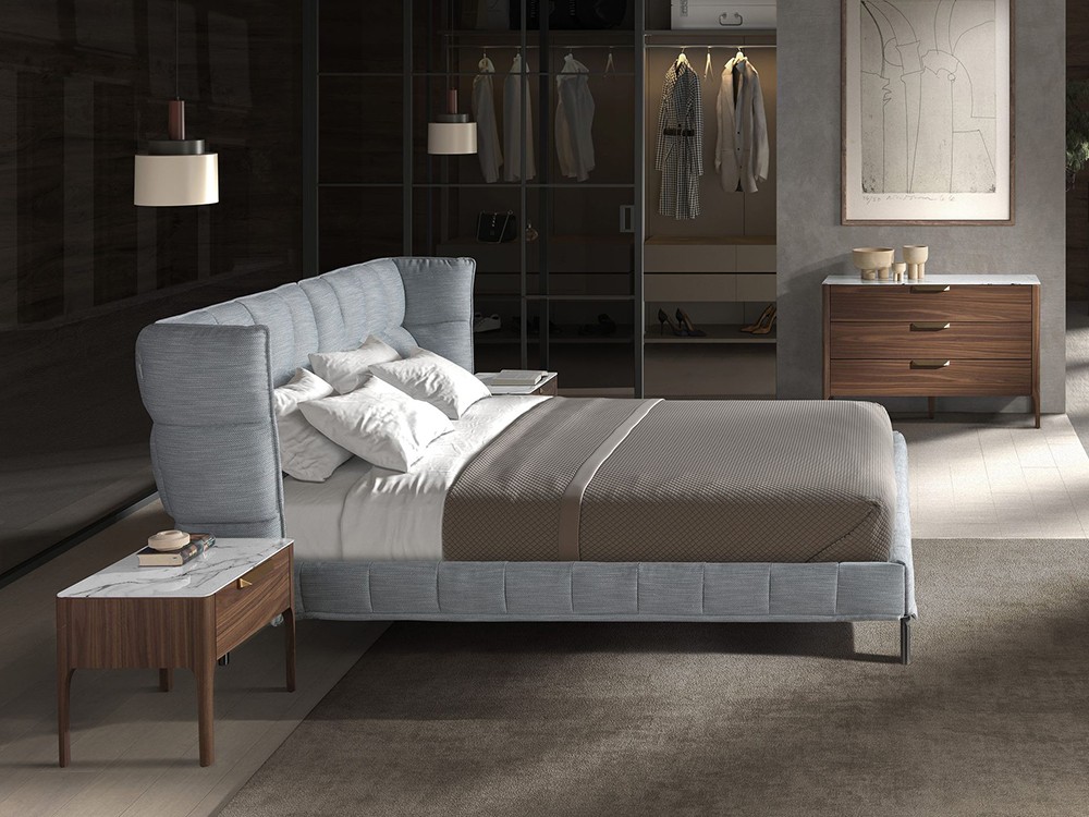 Cama tapizada en tejido gris 7211 de Ángel Cerdá