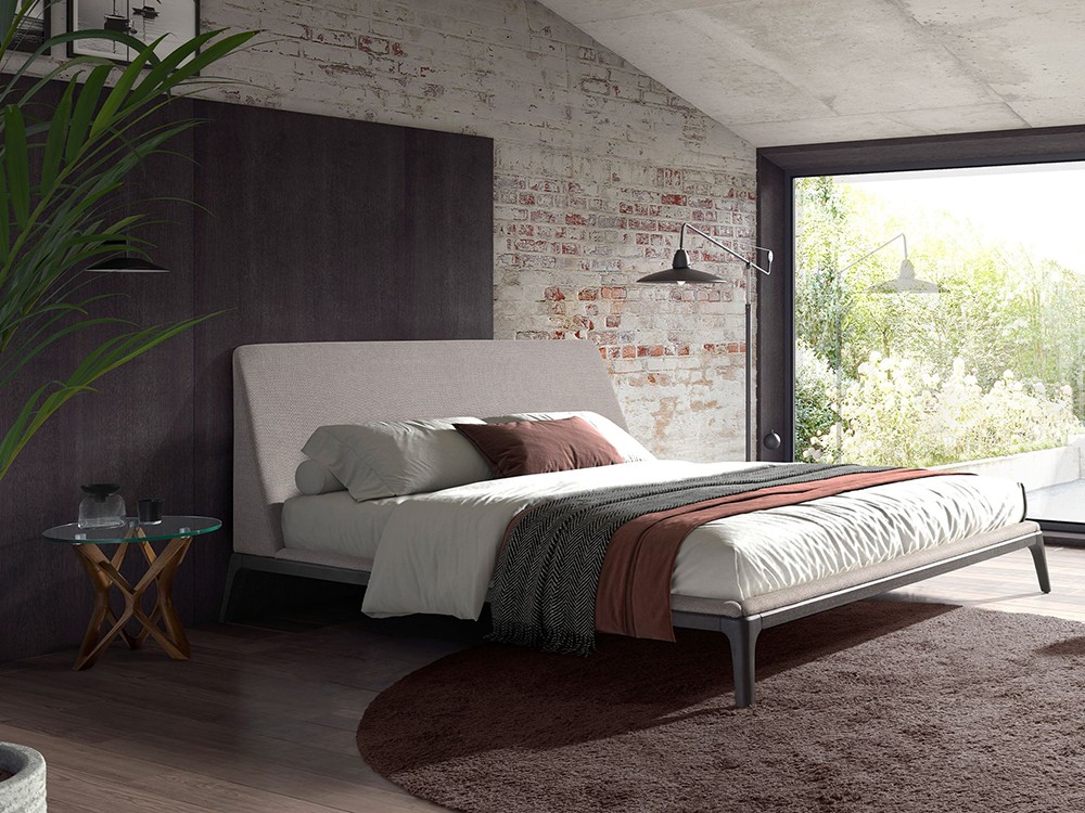 Cama tapizada en tejido gris 7155 de Ángel Cerdá