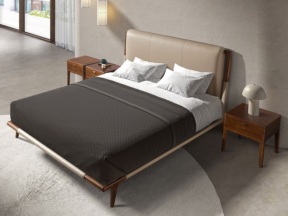 Cama tapizada en polipiel color visón 7194 de Ángel Cerdá