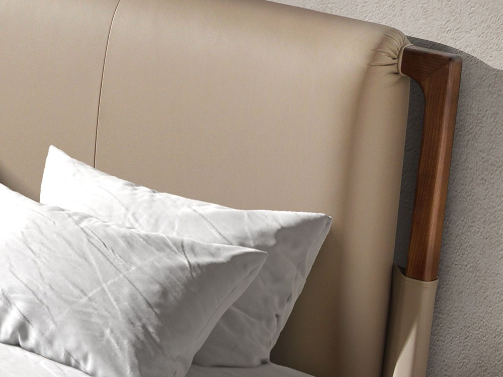 Detalle del cabecero tapizado en polipiel visón 7194 de Ángel cerdá