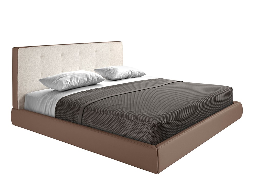 Cama tapizada en polipiel marrón y capitoné blanco 7174 de Ángel Cerdá