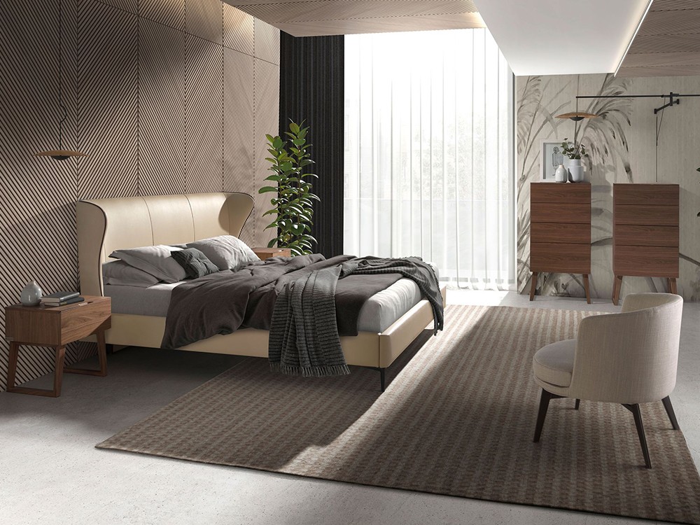 Cama tapizada en polipiel crema 7157 de Ángel Cerdá