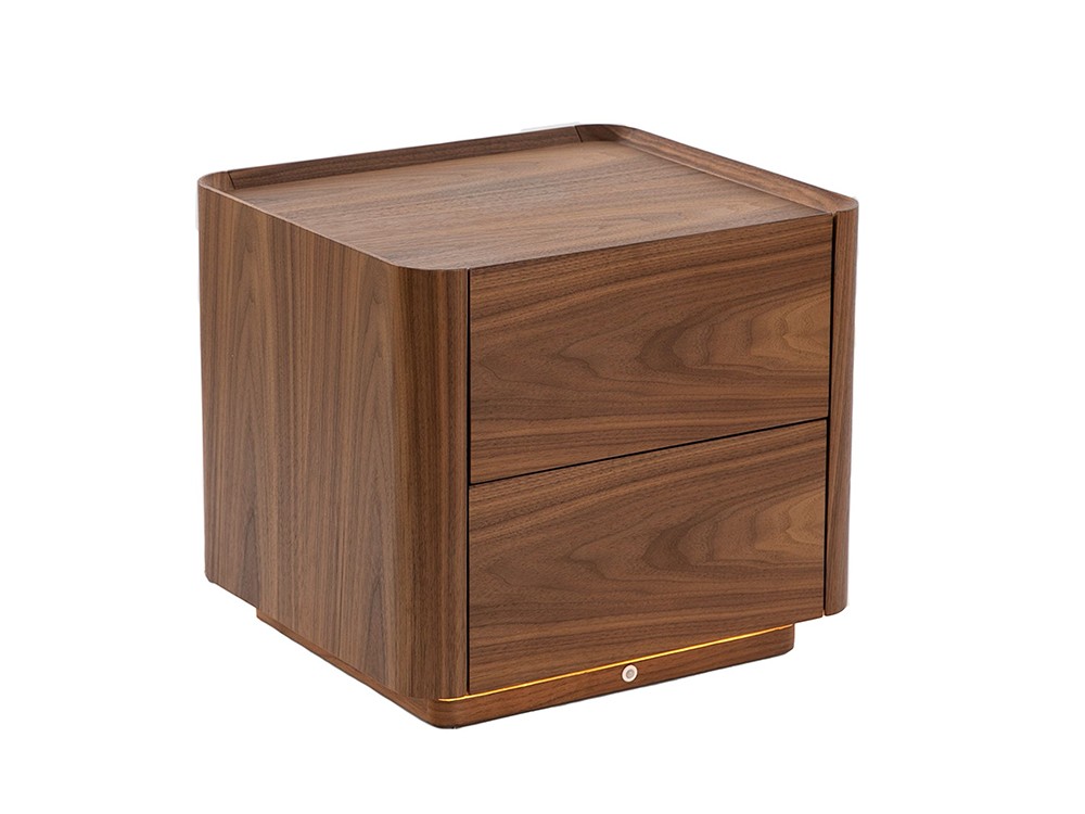 Mesita de noche en chapa natural de nogal 7165 de Ángel Cerdá