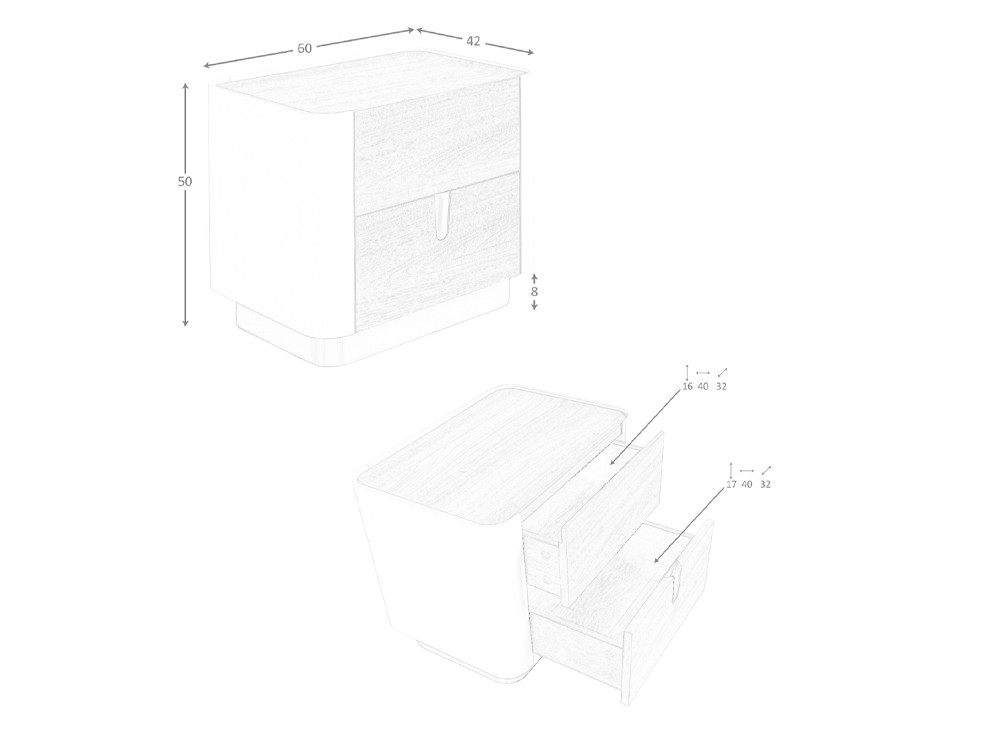 Medidas de la mesita de noche 7187 de Ángel Cerdá