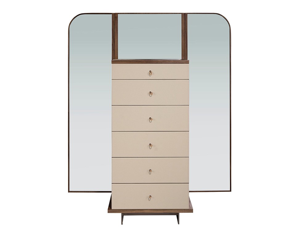 Con tres espejos, cajonera tapizada en piel 7206 de Ángel Cerdá