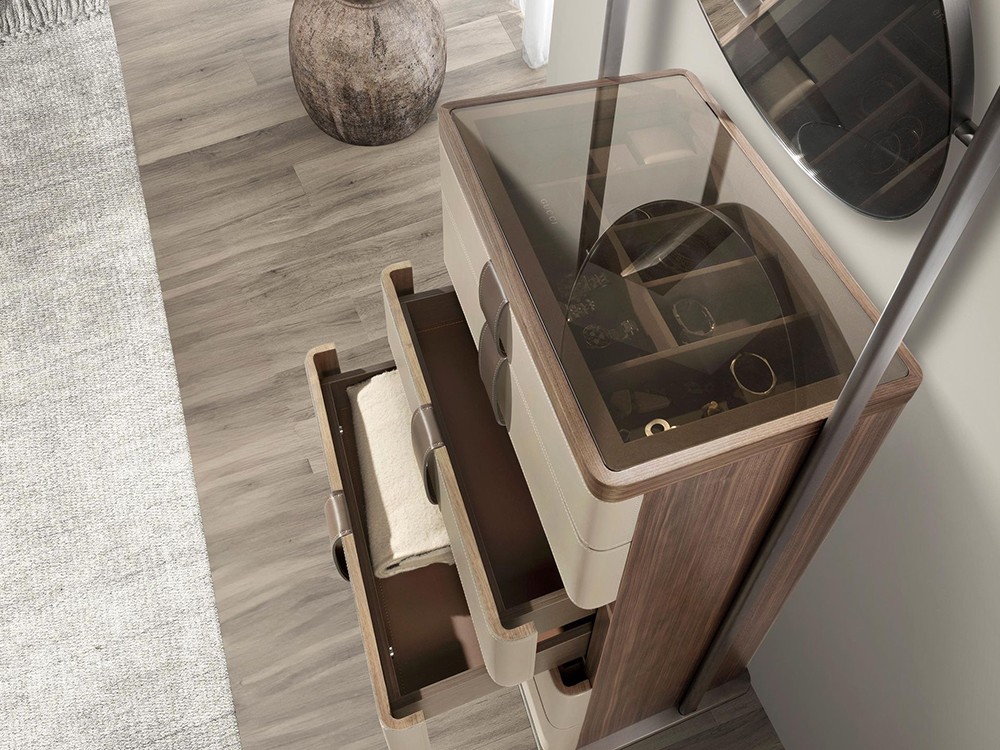 Sifonier con espejo redondo en la parte superior y tapa de cristal 7205 de Ángel cerdá