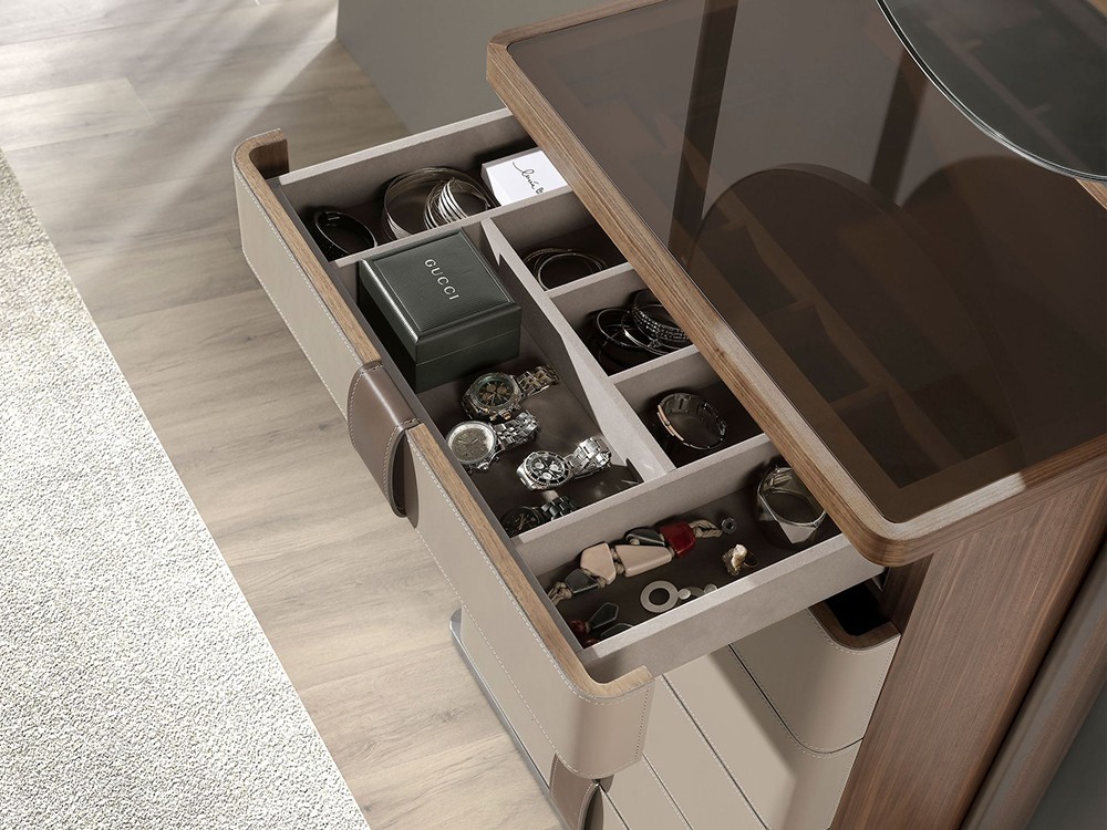 Sifonier con espejo redondo piel 7205