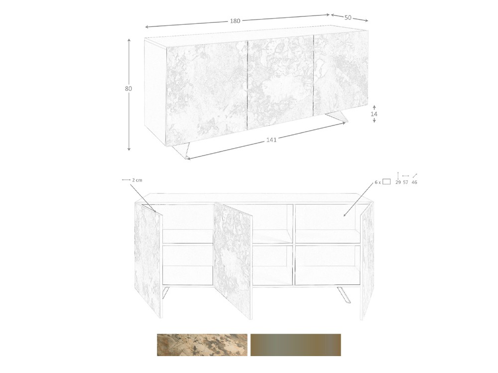 Medidas y acabados del aparador bajo 3270 de Ángel Cerdá