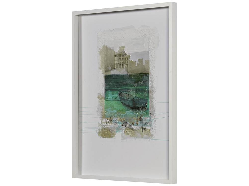 Confluencias I con marco caja 09 blanco lacado con vitrina Diego Serra